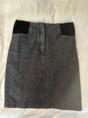 Theory Black and Gray Denim Pencil Skirt